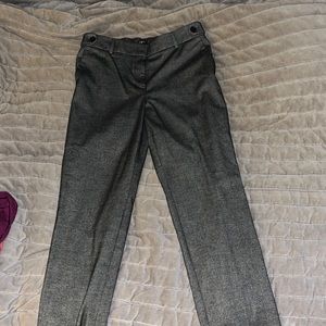LOFT Womens M Gray Stretch Fabric Straight Leg Dress Pant Stretch Waist Mid Rise